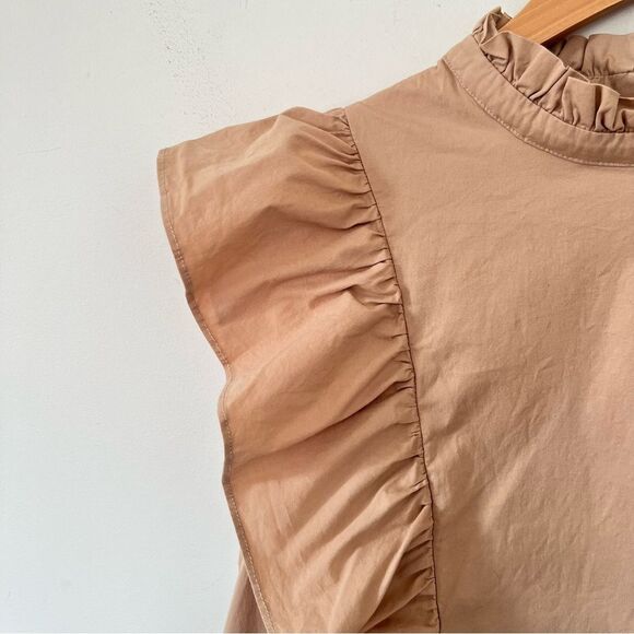 Deluc Tan "Sarah" Ruffle Dramatic Sleeveless Blouse - Picture 7 of 12